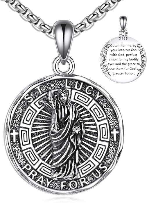 YFN Patron Saint Necklace Sterling Silver Amulet Medal Pendant Religious Protector Jewelry Gifts for Women Men