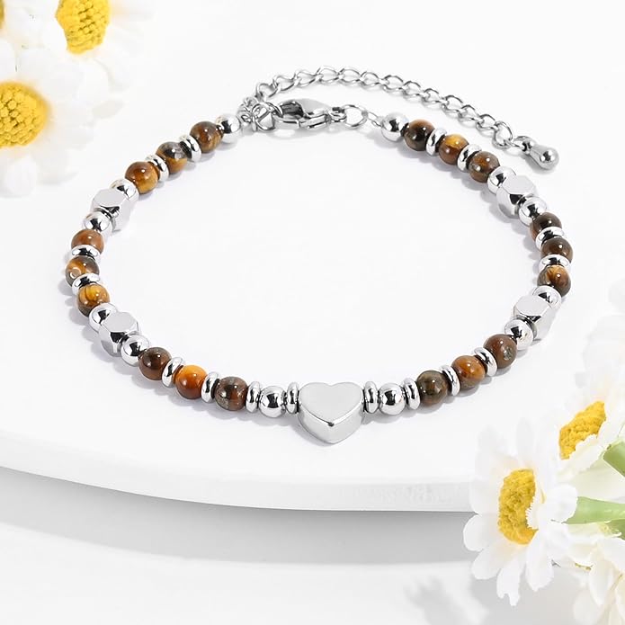 VIBILIA Cross Beaded Bracelets for Women, Inspirational Natural Heart Religious Bracelets for Women, Birthday Christian Gifts for Women on Thanksgiving Christmas Gifts