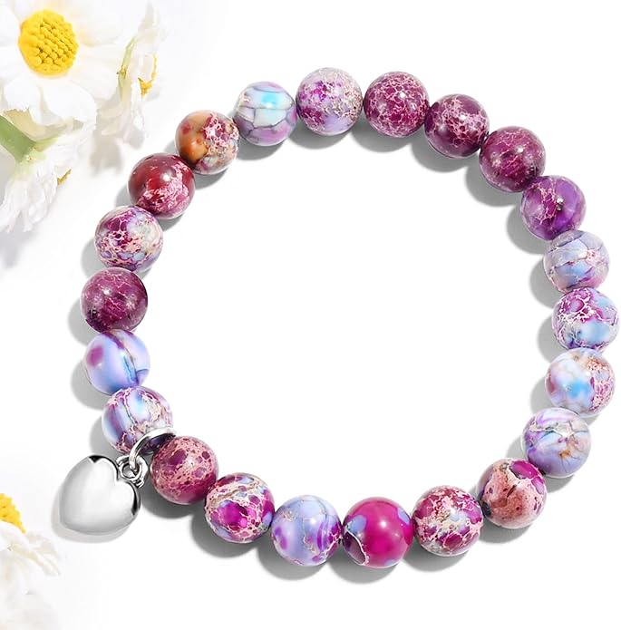 VIBILIA Cross Beaded Bracelets for Women, Inspirational Natural Heart Religious Bracelets for Women, Birthday Christian Gifts for Women on Thanksgiving Christmas Gifts