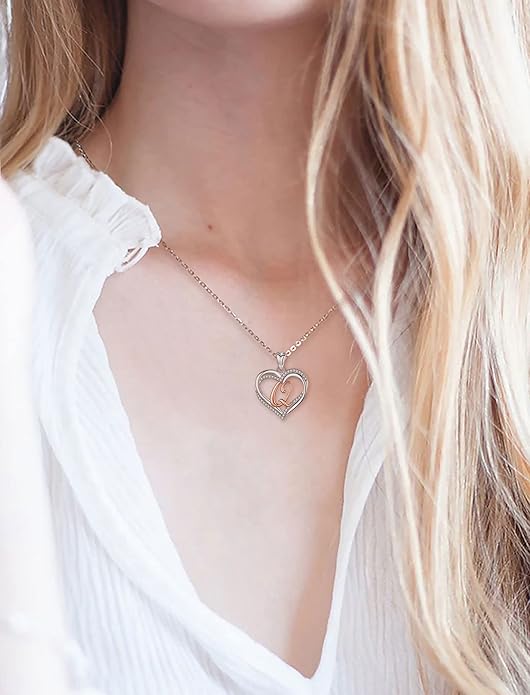 INFUSEU Unique Initial Necklaces for Women Girls Small Heart Letter Jewelry, Meaningful Personalized Gifts