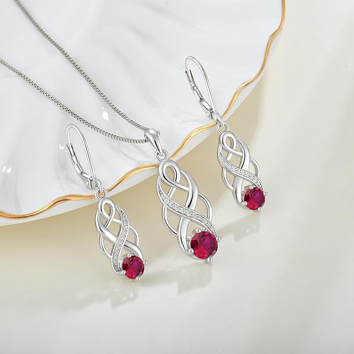 Infinity Celtic Knot Necklace 925 Sterling Silver Irish Pendant Birthstone Jewelry for Women