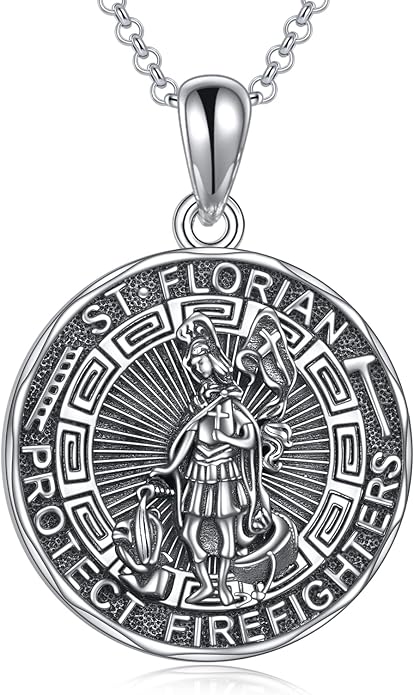 YFN Patron Saint Necklace Sterling Silver Amulet Medal Pendant Religious Protector Jewelry Gifts for Women Men