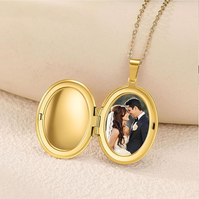 PHOCKSIN Personalized Locket Necklace for Women Photo Necklace with Customized Picture Birth Flower Birthstone New Years Gifts for Women