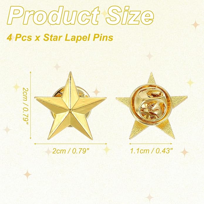 uxcell Star Lapel Pins, Award Pins Star Badge for Men Women Backpacks Hats Jackets Costume Accessories