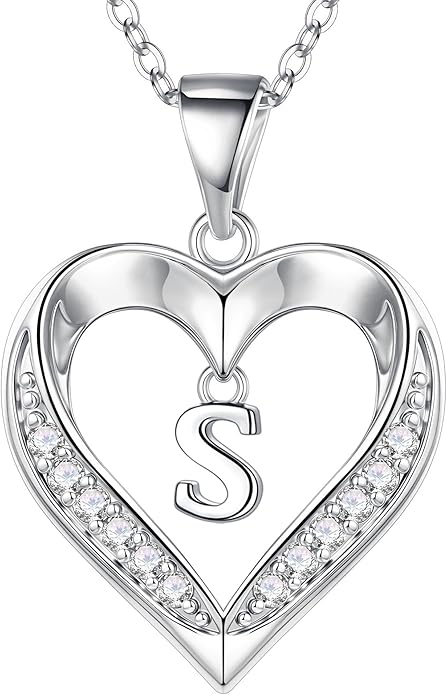 Turandoss Heart Initial Necklaces for Women - Dainty 14K Gold Plated CZ Heart Pendant Necklace with Tiny Letter A-Z, Non Tarnish Waterproof Trendy Jewelry Gifts for Mom Wife Girlfriend