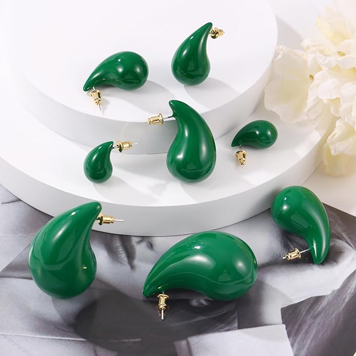 Gacimy Teardrop Earrings Dupes for Women 14K Gold Plated, Chunky Drop Earrings for Women with 925 Sterling Silver Post