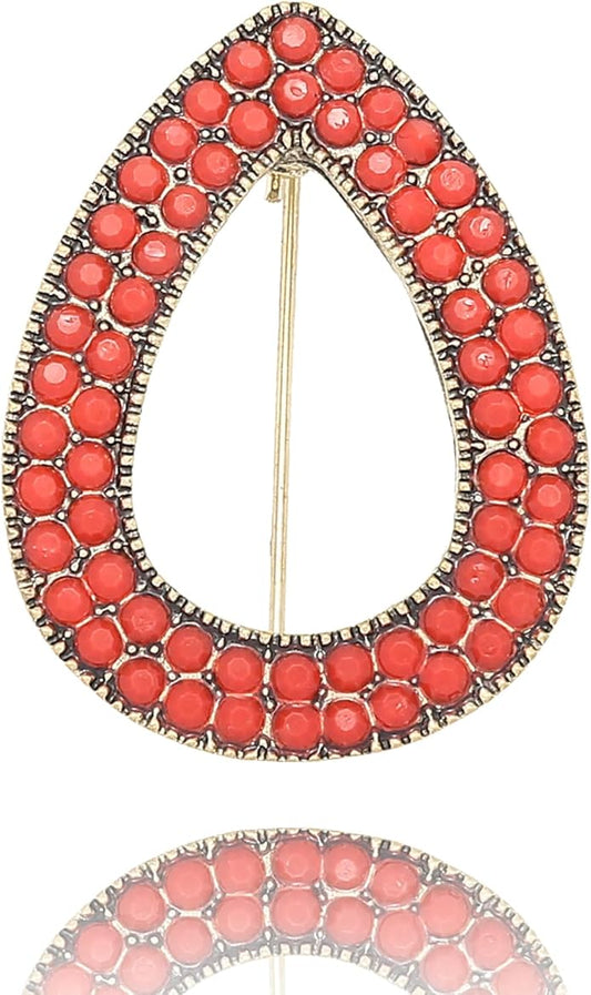 Turquoise West Cowboy Oval Tear Drop Brooch Pin for Women Retro Brooches Pins Classic Fashion Jewelry Accessories Gift