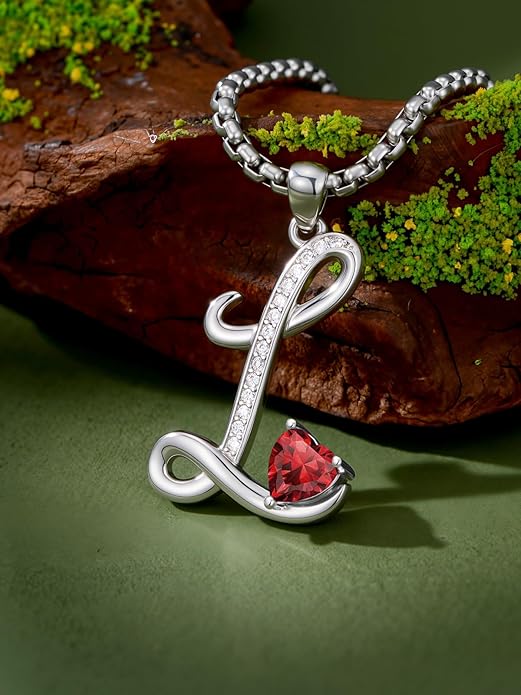 Christmas Gifts for Women Alphabet A to Z Initial Birthstone Pendant Necklaces for Women - 18k White Gold Plated Personalized Name Jewelry Valentine Mothers Day Birthday Gifts for Women Her Girlfriend