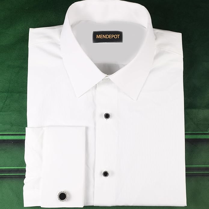MENDEPOT Men Formal Wear Dress Shirt Cufflinks And Studs Set With Box Wedding Groom Groomsmen Gift