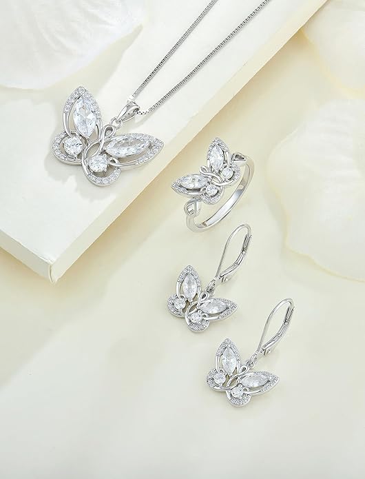 STARCHENIE Butterfly Pendant Necklace for Women 925 Sterling Silver Birthstone Butterfly Jewelry Gifts