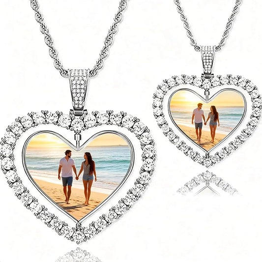 CLYLIFE Picture Necklace Personalized Photo,Custom Disc/Heart Pendant for Men Women Dad Mom Customized Necklace with Chain Photos Memorial Gifts for Mother's Day, Birthday, Anniversary