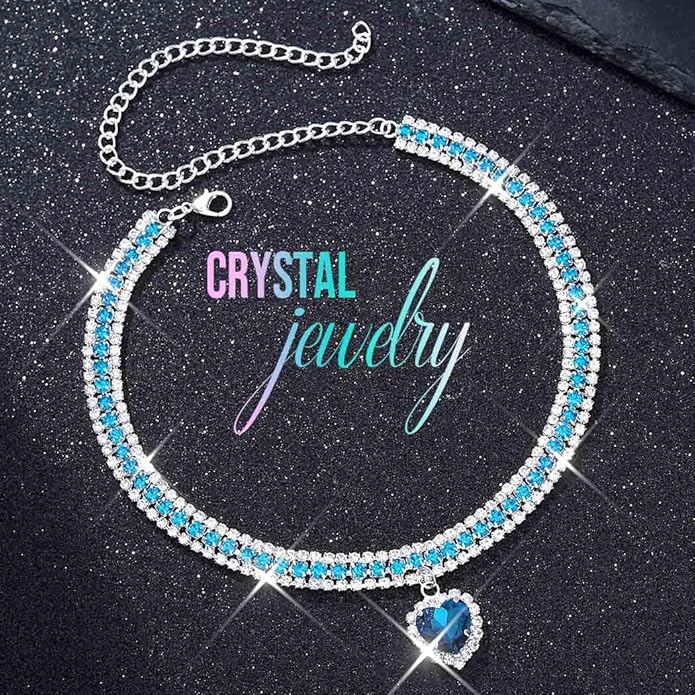 CLOACE Rhinestone Choker Necklace Heart Pendant Diamond Row Necklaces Sparkly Crystal Prom Chain Jewerly Accessories for Women