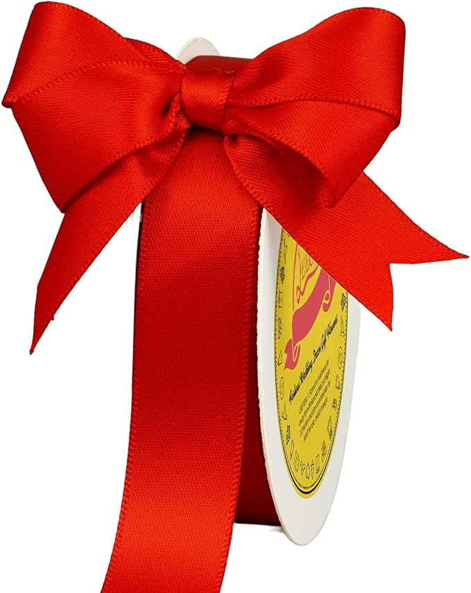 LEEQE Double Face Satin Ribbon 1 inch X 25 Yards Polyester Red Ribbon for Gift Wrapping Very Suitable for Weddings Party Hair Bow Invitation Decorations and More
