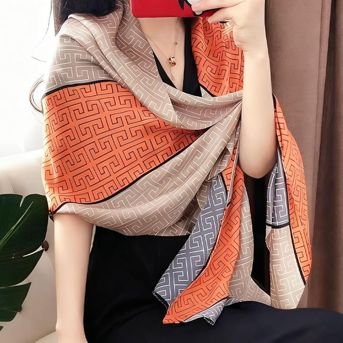 Clysoru Silk Scarf For Women Hair Scarves Lightweight Satin Elegant Shawl Wraps Bufanda Mujer Fashion Accessories 70.8"X35.4"