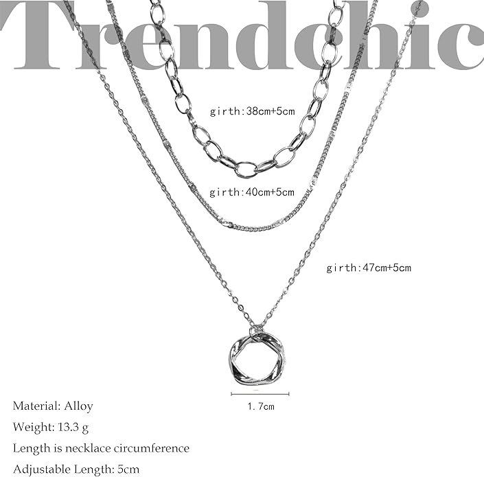 Gold Necklaces for Women Trendy Layered Circle Paperclip Pendant Choker Jewelry