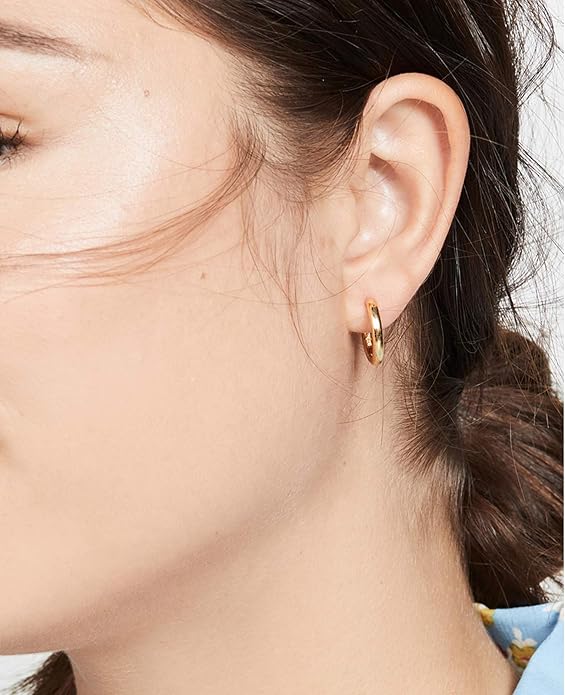 Gold Huggie Hoop Earrings Set for Women Small Chunky Gold Silver Earrings 14K Gold Filled Hypoallergenic Trendy Jewelry Dainty Huggie Earrings