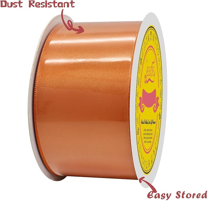 LEEQE Double Face Autumn Orange Satin Ribbon 2 inch X 25 Yards Polyester Autumn Orange Ribbon for Gift Wrapping Very Suitable for Weddings Party Hair Bow Invitation Decorations and More
