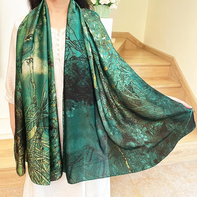 Long Silk Like Scarf Lightweight Satin Scarves Large Sunscreen Shawl Wrap for Women