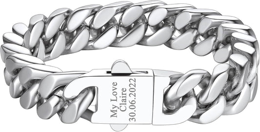 Richsteel 5/7/9/12mm Wide Miami Cuban Link Chain Bracelet for Men Women,Stainless Steel/Gold/Black Plated,7.4/8.2/9 Inch Length,Hip Hop Urban Street-wear Jewelry(Gift Wrapped)