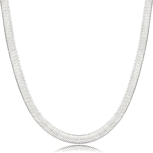 DEARMAY 14K Gold Plated Necklaces for Women, Dainty Gold Herringbone Choker Necklace Thin Layered Snake Chain Jewelry for Gifts