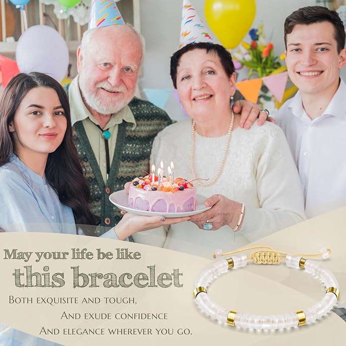 30th 40th 50th 60th 70th 80th Birthday Gifts for Women, Natural Stone Bracelet Birthday Gifts for Mom Daughter Grandma Sister Friends Coworker