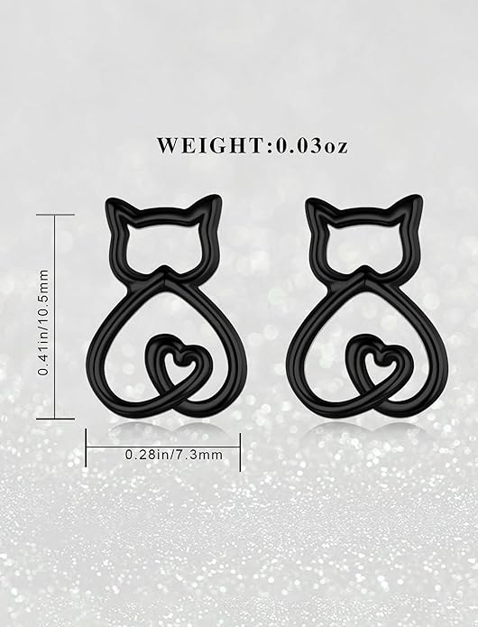 INFUSEU Sterling Silver Cute Stud Earrings Cat Frog Mushroom Bunny, Small Gifts for Women Teen Girls Animal Lovers