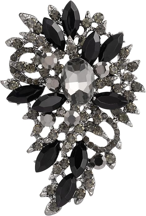 SELOVO Women's Rhinestone Crystal Wedding Flower Leaf Sparkle Brooch Pin