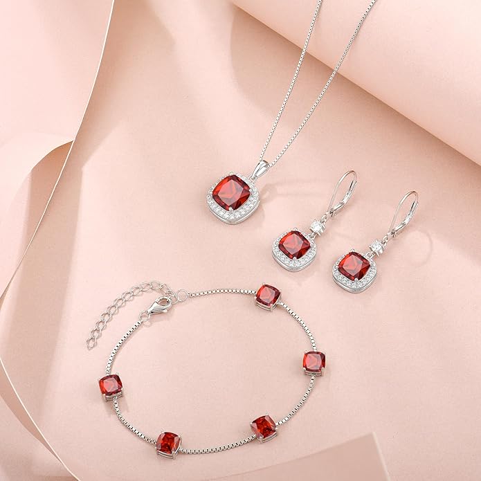 Birthstone Bracelet for Women 925 Sterling Silver Dainty Princess Cut Link Bracelet Jewelry Gifts for Her