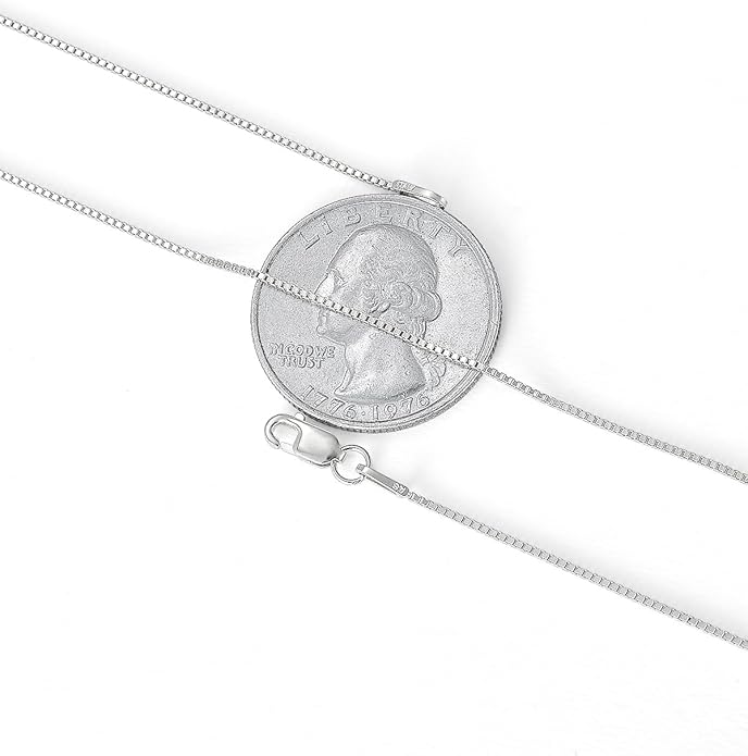 ASHINE 925 Sterling Silver Box Chain Necklace for Women, 1mm 0.8mm Italian Chains, Dainty & Sturdy Necklace with Silver Polishing Cloth Available in 16-36 Inch