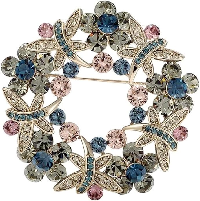 Brooch Pins Butterfly Bauhinia Flower Crystal Rhinestone Lapel Brooches for Women Girls Fashion Jewelry Gift