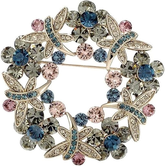 Brooch Pins Butterfly Bauhinia Flower Crystal Rhinestone Lapel Brooches for Women Girls Fashion Jewelry Gift