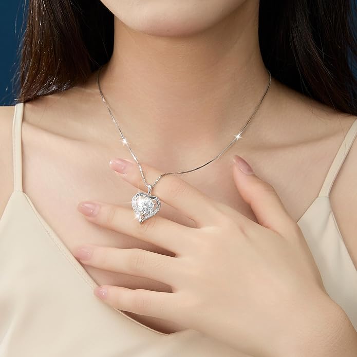 Moissanite Necklace for Women,925 Sterling Silver Necklace,Moissanite Tennis Necklace Engraved with Love,Gift for Wife Girlfriend Mom on Anniversary Valentine's Day Birthday