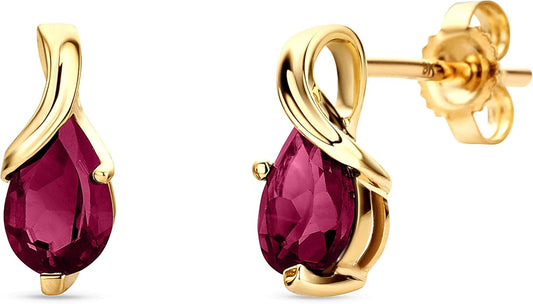 0.40Inch 14K Gold Earrings for Women in 14K White Gold/Yellow Gold 585 with Pear-Shape Rubies/Sapphires/Emeralds/Blue Topaz/Amethysts Gemstones, Handmade Jewelry for Women, Dangle Earrings