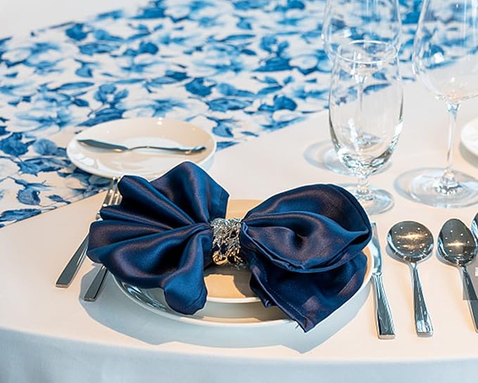 LEEQE Double Face Navy Blue Satin Ribbon 5/8 inch X 50 Yards Polyester Navy Blue Ribbon for Gift Wrapping Very Suitable for Weddings Party Invitation Decorations and More
