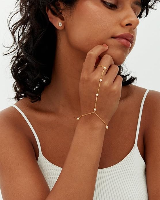Hand Chain Bracelet for Women, Finger Ring Bracelets for Women Trendy, Dainty Simple Waterproof Bracelet Fashion Jewelry for Women
