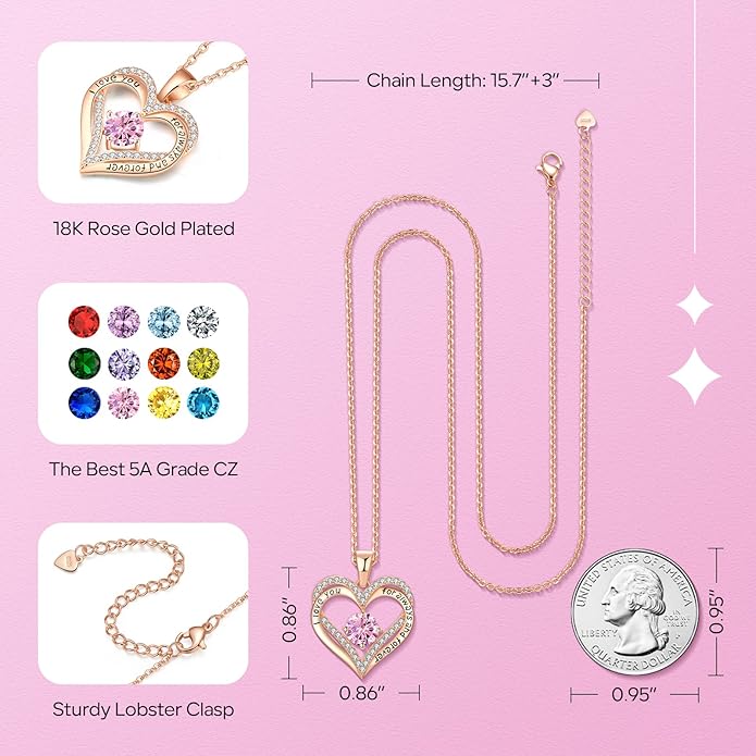 18K Rose Gold Necklaces for Women Birthday Gifts for Women Jewelry for Women Birthday Gifts for Wife Girlfriend Daughter Wife Birthday Gifts for Anniversary Mothers Day Christmas Valentines Gifts