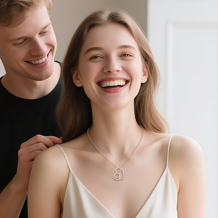 POPLYKE Sports Gifts for Girls Sterling Silver Gymnastics/Ballerina/Piano/Reading Heart-Shaped Pendant Necklace for Women
