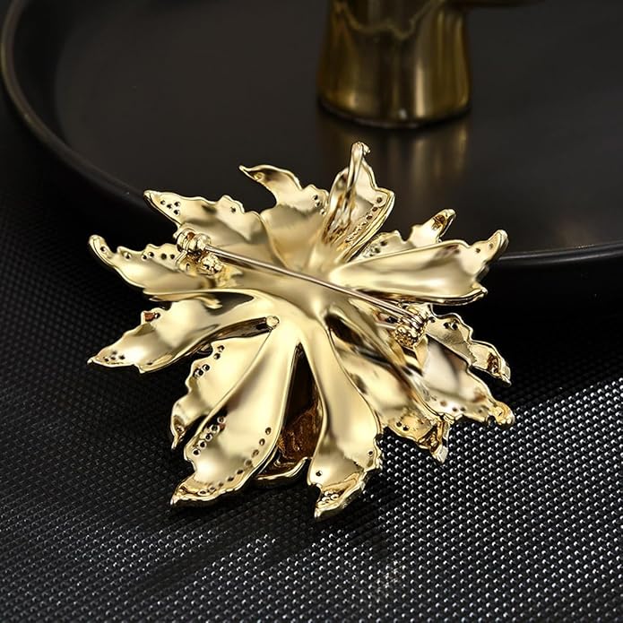 Flower Brooch Pin - Rhinestone Flower Pin 18k Gold Plated - Thanksgiving Day, Birthday, Wedding Gifts for Mom, Wife