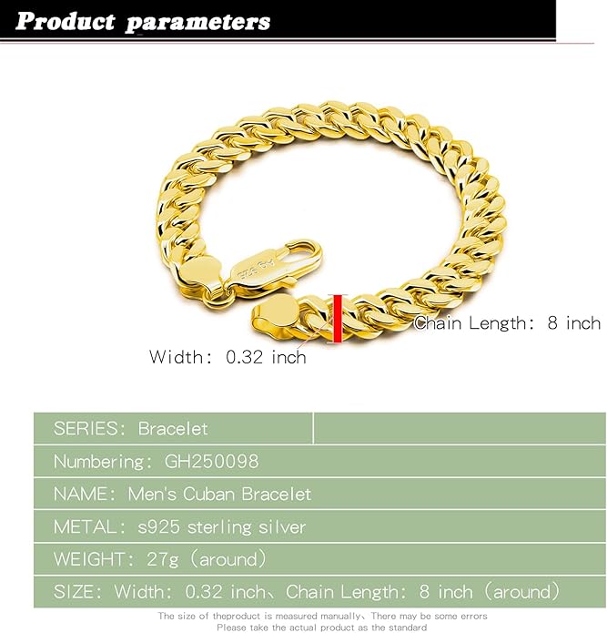 Fashion 925 Sterling Silver Solid Miami Cuban Link Chain Bracelet 8MM-12MM-14MM Curb Cuban Solid Thick Big Link Bracelet For Men 7-10 Inch Jewelry Gift