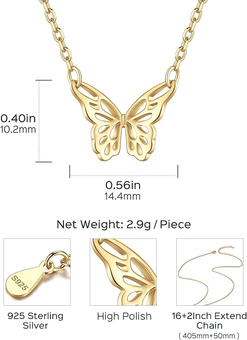 ChicSilver Personalized 925 Sterling Silver Dainty Small Heart/Star/Moon/Dot/Triangle Pendant Necklace for Women, Silver/Gold/Rose Gold/Black (with Gift Box)