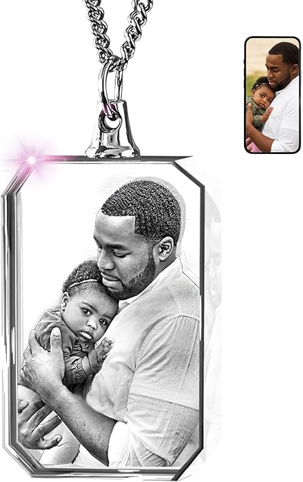 ArtPix 3D Crystal Photo Custom Necklace, Personalized Valentines Day Gift for Women, Men, Her, Him