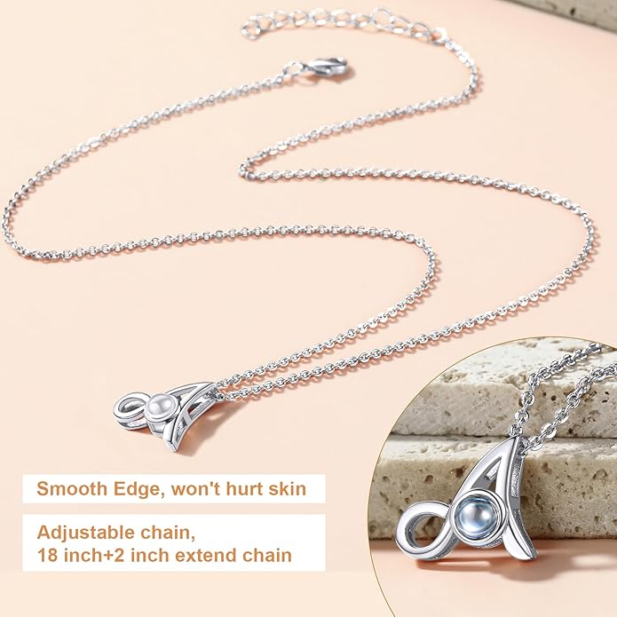 Custom4U Personalized Initial Picture Necklace for Women, Projection Necklace with Picture Inside, Gold/Silver Letter Pendant Necklace, Custom Photo Gifts for Mom Wife Birthday Valentines