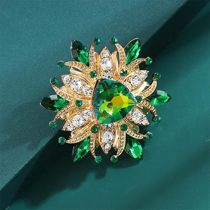 Rhinestone Sunflower Brooch Pin Red Pink Flower Brooch Stylish Crystal Brooch Elegant Clothing Hat Bag Accessories Jewerly for Women
