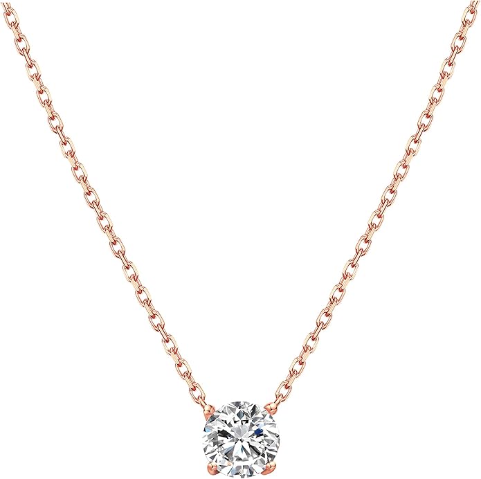 S.Leaf 18Karat Gold Plated Cubic Zirconia Necklace for Women S925 Sterling Silver 0.5/1/2cttw Dainty Crystal Cubic Zirconia Pendant Necklaces Best Friend Birthday Gifts for Women Trendy Sister Mom Wife Womens Her Friend Party