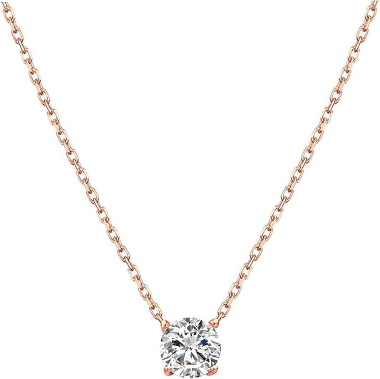 S.Leaf 18Karat Gold Plated Cubic Zirconia Necklace for Women S925 Sterling Silver 0.5/1/2cttw Dainty Crystal Cubic Zirconia Pendant Necklaces Best Friend Birthday Gifts for Women Trendy Sister Mom Wife Womens Her Friend Party