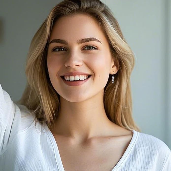 AOBOCO DNA Double Helix Chemistry Science Molecule Biology Earrings 925 Sterling Silver Dangle Earrings DNA Jewelry for Her Women
