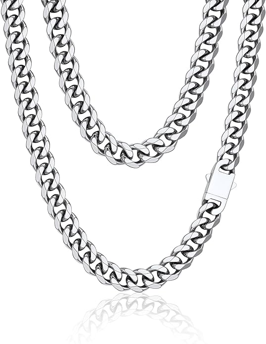 PROSTEEL Miami Cuban Link Chain for Men, 18K Gold/Black/Stainless Steel Necklace,6mm/9mm/12mm Width, Upgrade Clasp & Durable Chain for Mens Womens Jewelry,18"-30",with Gift Box