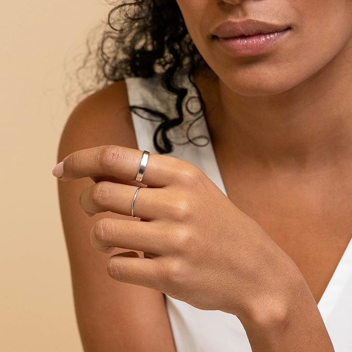 NOKMIT 3mm 14K Gold Filled Rings for Women Dainty Gold Stacking Stackable Band Thin Gold Thumb Pinky Finger Ring Non Tarnish Comfort Fit Size 4 to 11