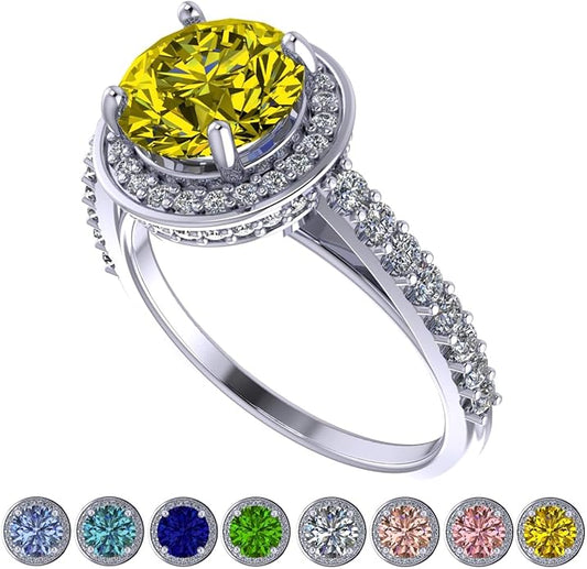 NANA Jewels Sterling Silver Engagement Rings for Women - Choose Simulated Morganite, Citrine, Aquamarine & More