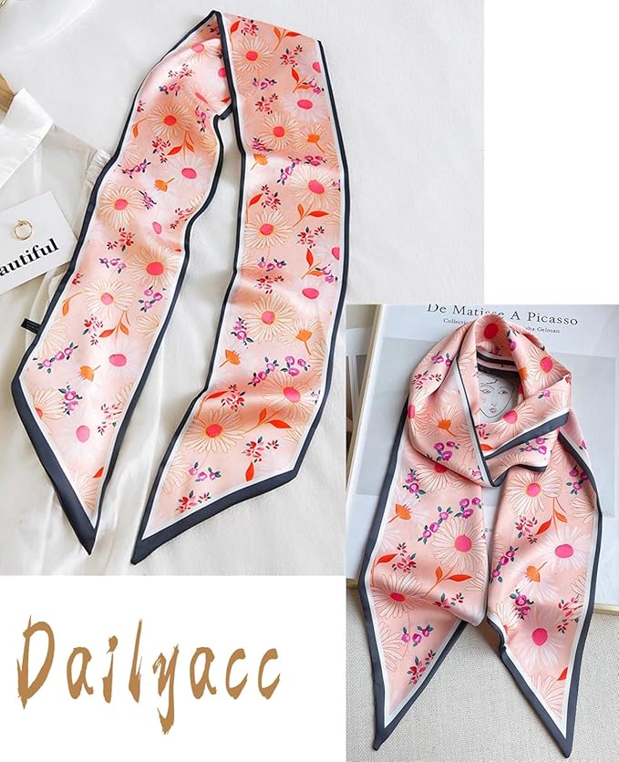 Dailyacc Hair Scarf for Women Fashion Silky Satin Headscarf Wrap Breathable Lightweight Neck Scarves For Handbag